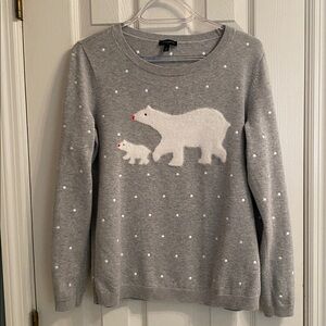 Talbots Size Medium Gray Polar Bear Sweater